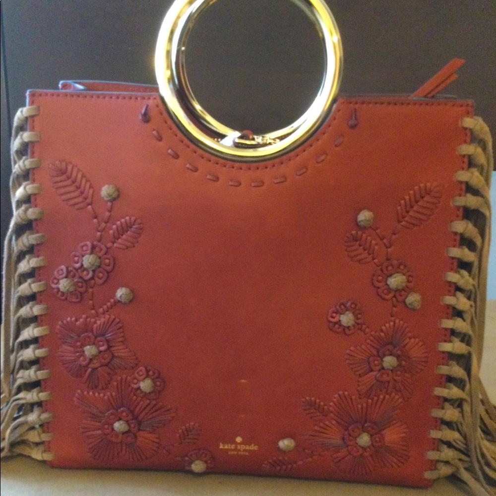 Kate Spade White Rock Road (Sample) Fringe Purse Eliza Italian Leather*REDUCED*